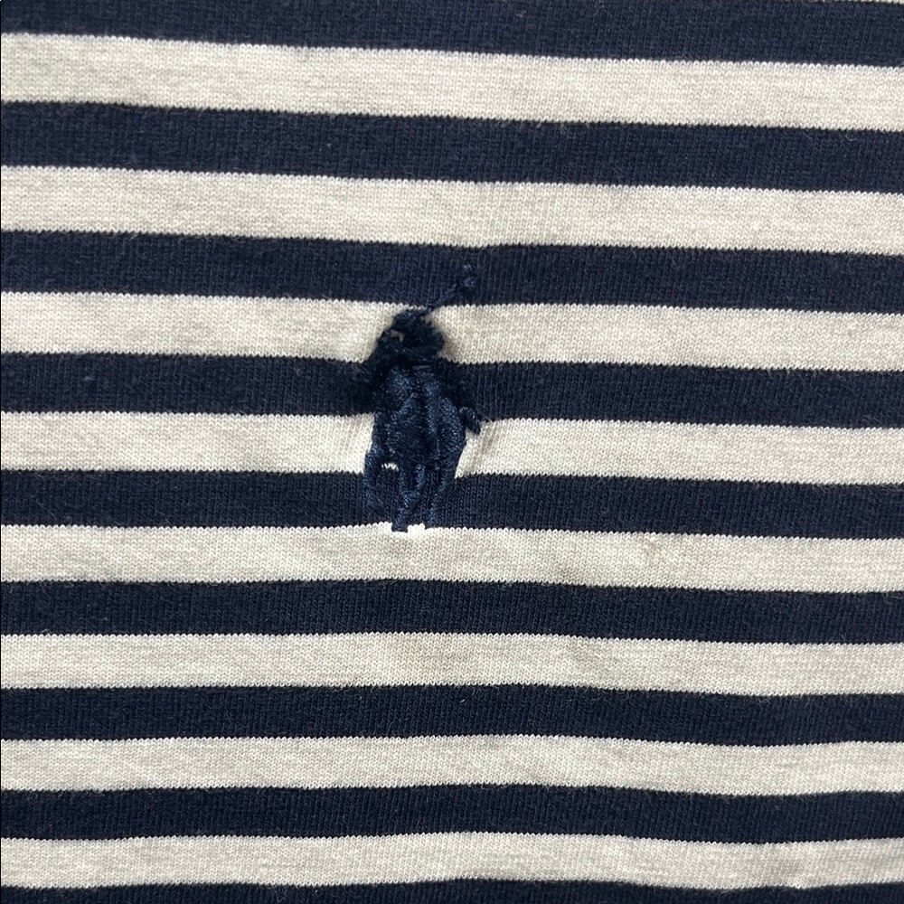 Preowned Ralph Lauren Custom Slim Fit TShirt Size Medium  Blue Striped Logo Polo - Picture 4 of 11